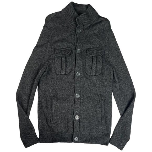 Express Wool Blend Mock Neck  Slouchy Cardigan Sweater Gray Size Medium - Picture 6 of 11